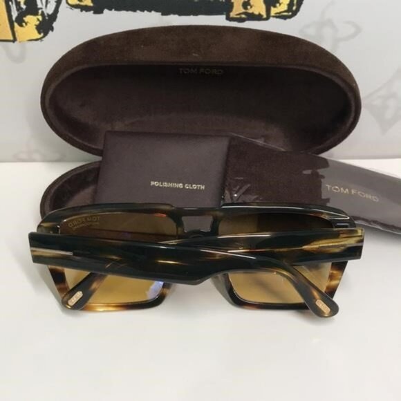 New Authentic Tom Ford TF1153 52E “Redford” Sunglasses – Dark Havana with Yellow - Picture 9 of 11